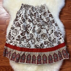 Old Navy Authentic Paisley elastic waist cream black and rust print skirt Sz XS